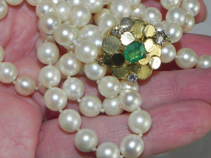 Halsketting - 18 karaat Geel goud Smaragd - Diamant, Handtassen en Accessoires, Kettingen