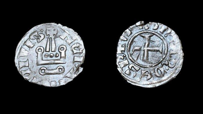 . Crusaders States Denier Tournois Philippe de Tarente, Postzegels en Munten, Munten | Europa | Niet-Euromunten