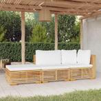 vidaXL Salon de jardin 3 pcs avec coussins Bois de teck, Tuin en Terras, Verzenden, Salons de jardin