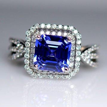 Ring - 18 karaat Witgoud Tanzaniet