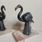 sculptuur, Stel Flamingos op marmer - 15.5 cm - Zamak, Antiek en Kunst