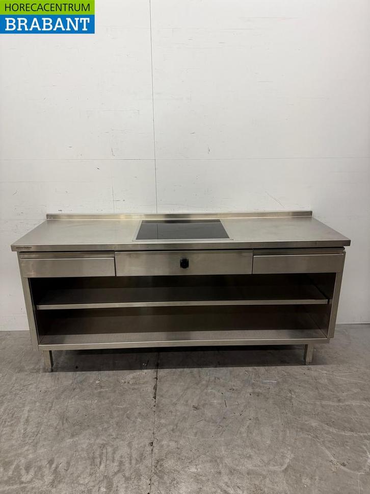 RVS Werktafel met inbouw inductie fornuis kookplaat 188 cm, Zakelijke goederen, Horeca | Keukenapparatuur, Ophalen of Verzenden