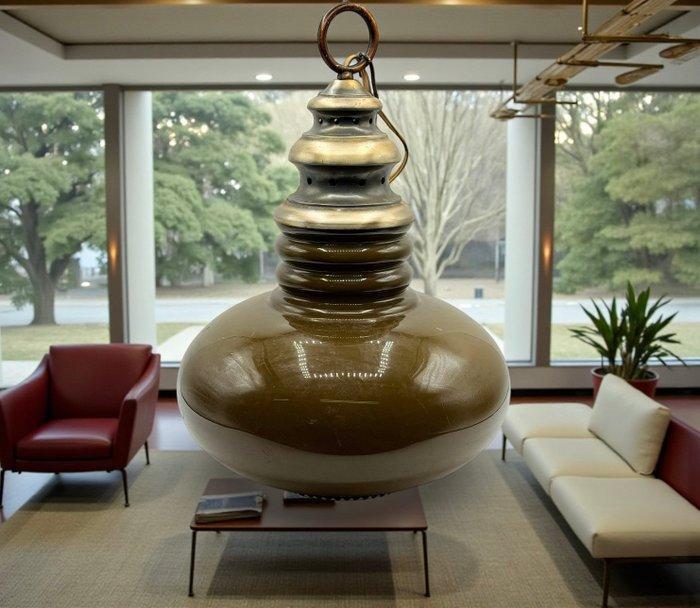 Plafondlamp - Kristal, Messing - Art Deco, Antiek en Kunst, Curiosa en Brocante