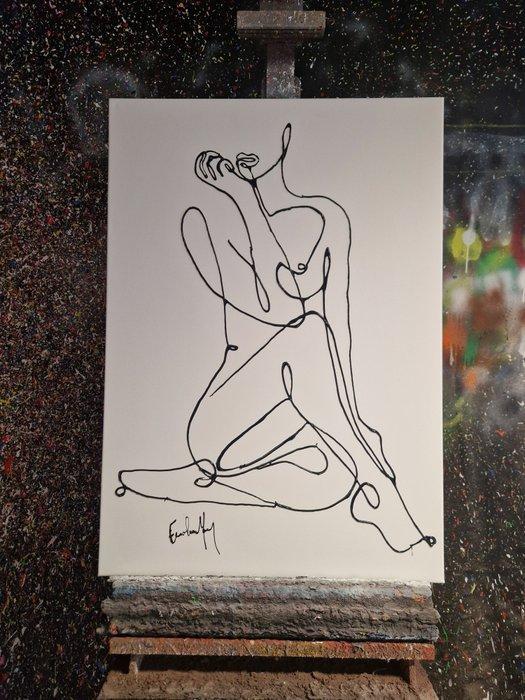 Henry Escobar - la position ( attention sur fond blanc ), Antiek en Kunst, Kunst | Designobjecten