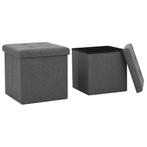 vidaXL Tabourets de rangement pliables lot de 2 gris, Verzenden