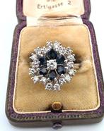 Ring - 18 karaat Witgoud Saffier - Diamant, Handtassen en Accessoires, Ringen, Nieuw