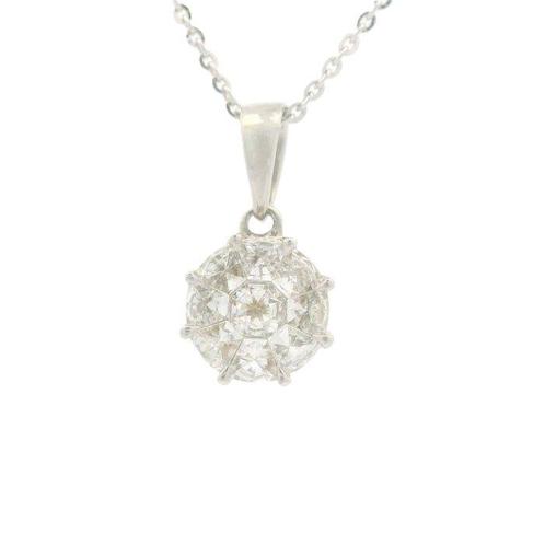 Collier avec pendentif - 18 carats Or blanc - 0.49ct. tw., Handtassen en Accessoires, Antieke sieraden
