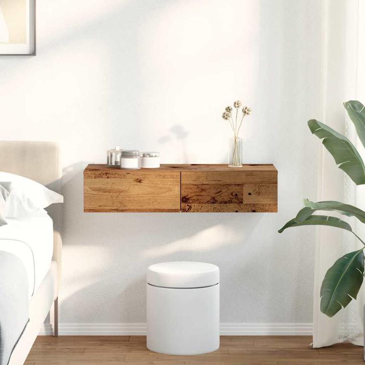 vidaXL Wandschap met lades 80x33x17 cm bewerkt hout oud, Huis en Inrichting, Kasten | Wandmeubels, Nieuw, Verzenden