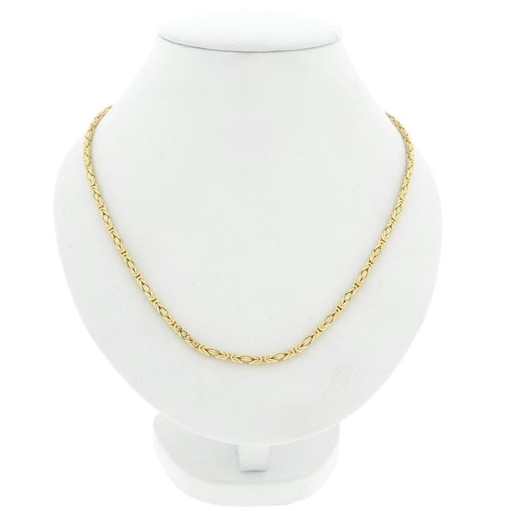 Gouden vierkante koningsketting, Handtassen en Accessoires, Kettingen, Overige kleuren, Gebruikt, Goud, Ophalen of Verzenden