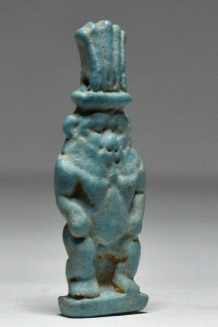 Oud-Egyptisch Faience Amulet van God Bes - 36 mm (Zonder, Antiek en Kunst, Antiek | Overige Antiek