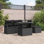 vidaXL Tuinbank Set 6 pcs Zwart Poly riet, gepoedercoat, Tuin en Terras, Verzenden, Nieuw