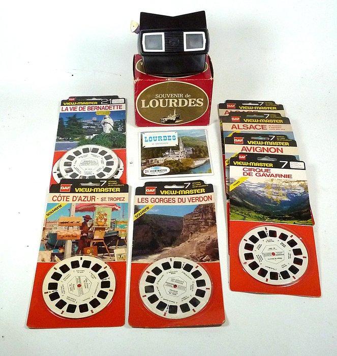 Viewmaster model E viewer in Lourdes doos met pakje Lourdes, Verzamelen, Foto-apparatuur en Filmapparatuur