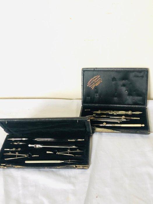 Droog kompas (2) - Messing, Ivoor - Coppin d’architecture &, Antiek en Kunst, Curiosa en Brocante