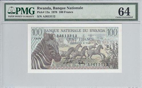 1978 Rwanda P 12a 100 Francs Pmg 64, Postzegels en Munten, Bankbiljetten | Europa | Niet-Eurobiljetten, België, Verzenden