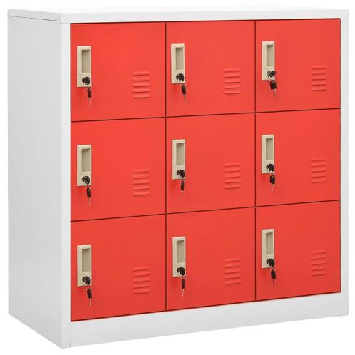 vidaXL Lockerkast 90x45x92,5 cm staal lichtgrijs en rood, Huis en Inrichting, Kasten | Overige, Nieuw, Verzenden