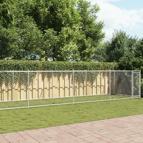 vidaXL Hondenhok met deur 10x2x1,5 m gegalvaniseerd staal, Dieren en Toebehoren, Hondenbenches, Nieuw, Verzenden