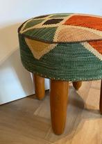 Tabouret - Bois, Laine - Pouf afghan