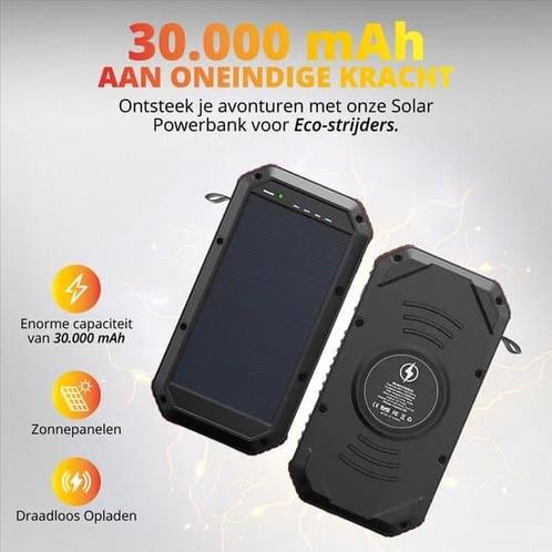 Lideka Solar Powerbank Charger 4x USB, USB C, 30.000 mAh, Telecommunicatie, Powerbanks, Verzenden