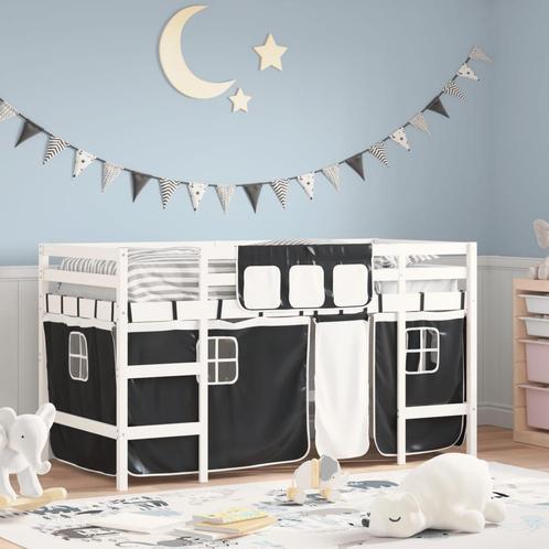 vidaXL Kinderhoogslaper met gordijnen 90x200 cm grenenhout, Huis en Inrichting, Slaapkamer | Bedden, Nieuw, Verzenden