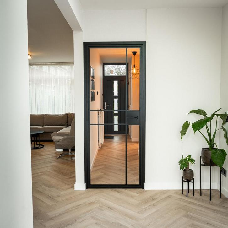 Stalen Binnendeur 6 Vlaks Helder glas Luxe design Met slot, Doe-het-zelf en Bouw, Deuren en Vliegenramen, Nieuw, Metaal, Binnendeur