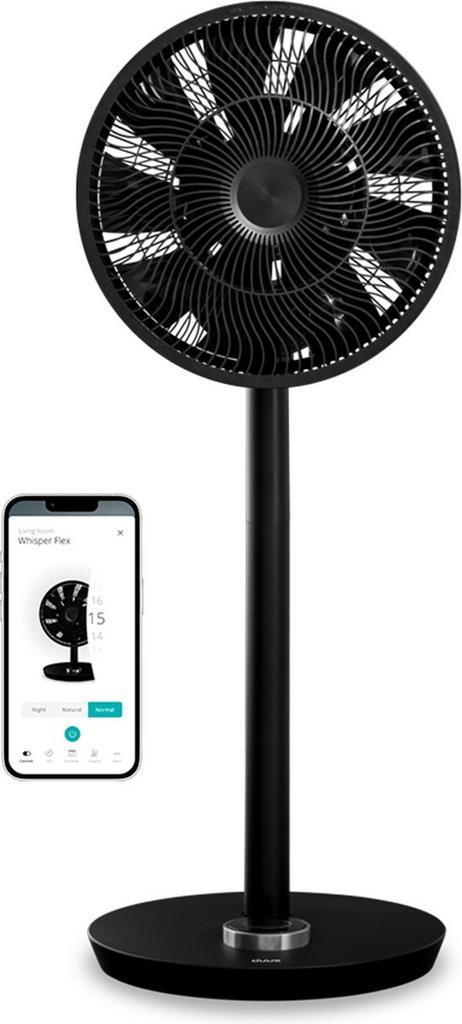 Duux Whisper Flex Zwart - Smart Statiefventilator - Staande, Elektronische apparatuur, Ventilatoren, Zo goed als nieuw, Verzenden