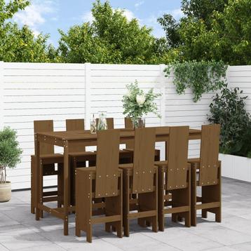 vidaXL 9-delige Tuinbarset massief grenenhout honingbruin, Verzenden
