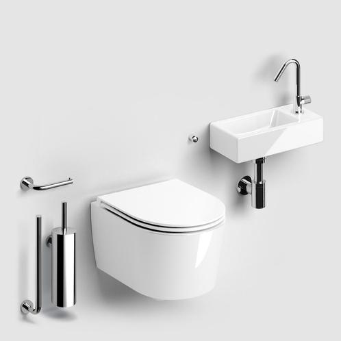 Toilet met fontein en Accessoires Clou InBe Glanzend Wit, Bricolage & Construction, Sanitaire, Enlèvement ou Envoi