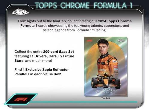 2024 Topps Chrome Formula 1 - 6-Pack Blaster Box - Look for, Verzamelen, Stickers