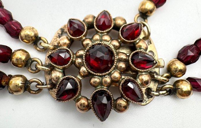 Ketting Verguld Granaat, Handtassen en Accessoires, Antieke sieraden