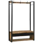 vidaXL Kledingrek met Haken en Planken 110x40x185 cm Massief, Huis en Inrichting, Verzenden, Nieuw