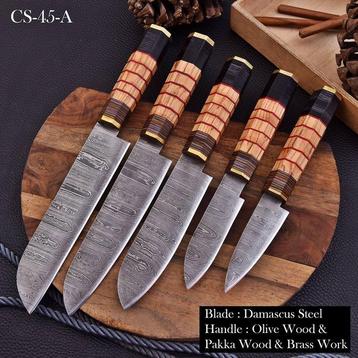 Couteau de cuisine - Chefs knife - Bois, Laiton, Acier plié