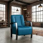 Leren fauteuil Glamour - Toledo Turquoise (blauw), Huis en Inrichting, Nieuw, Ophalen of Verzenden, 50 tot 75 cm, Industrieel, Modern, Retro