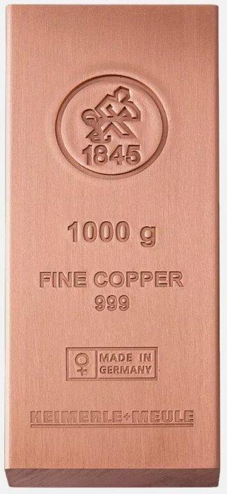 1 kilogram koper - .999 - Heimerle + Meule. (Zonder, Postzegels en Munten, Edelmetalen en Baren