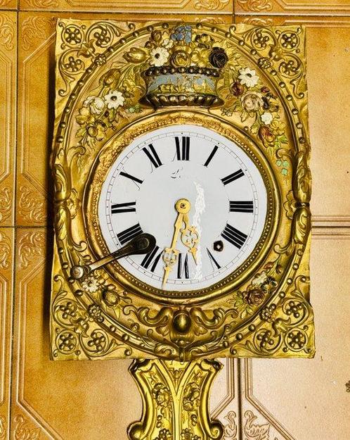 Wandklok Neoklassiek Messing - 1850-1900, Antiek en Kunst, Antiek | Klokken