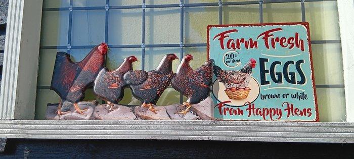 Panneau (2) - kip - Métal, Antiek en Kunst, Kunst | Designobjecten