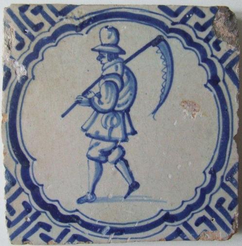 Tegel - Man met Zeis - Zeldzaam - 1600-1650, Antiek en Kunst, Antiek | Glaswerk en Kristal