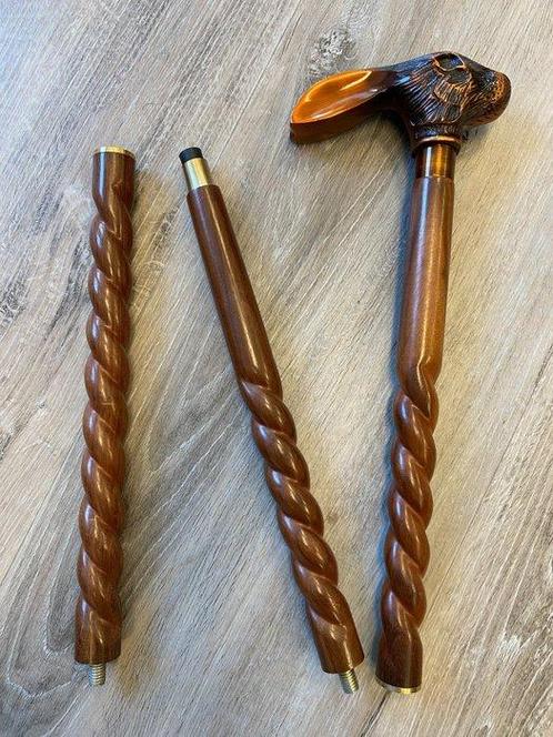 Wandelstok - Hout, Wandelstok - konijnenhoofd, Antiek en Kunst, Kunst | Designobjecten