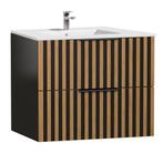 Badplaats Badkamermeubel Salida 60 cm -  Zwart met Eiken, Verzenden, Nieuw