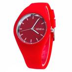 Fako® - Horloge - Geneva - Siliconen Ultra - Rood, Nieuw, Verzenden
