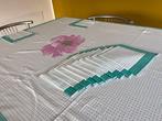 Nappe (13)  - 205 cm - 133 cm - pois verts/fleurs imprimés