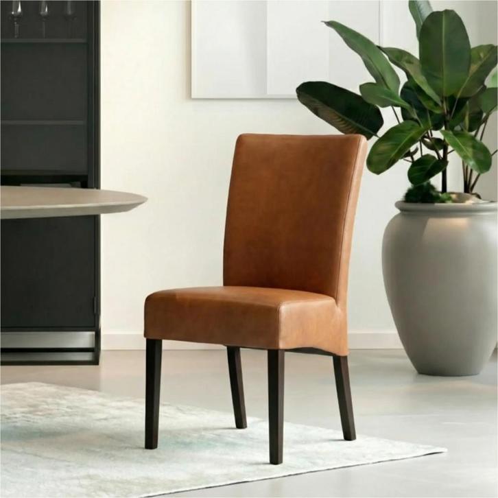 Leren eetkamerstoel Just - Rancho Cognac (cognac) - Poten, Huis en Inrichting, Stoelen, Bruin, Nieuw, Leer, Ophalen of Verzenden