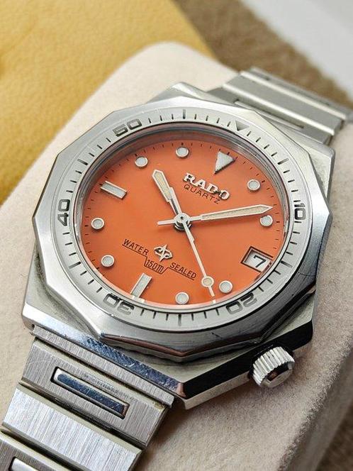 Rado - Water Sealed 150m Diver Orange dial Vintage Watch -, Handtassen en Accessoires, Horloges | Heren
