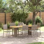 vidaXL Tuin Eettafel Set 7 pcs Grijs poly rattan, Tuin en Terras, Tuinstoelen, Verzenden, Nieuw