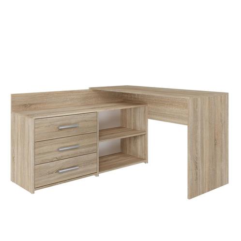 Hoekbureau licht eiken met ladekast (Kantoor), Huis en Inrichting, Bureaus, Nieuw, Verzenden