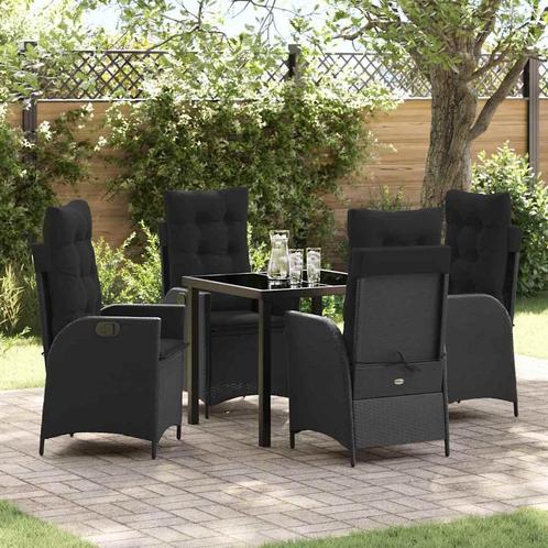vidaXL Tuin Eettafel Set 5 pcs Zwart poly rattan, Tuin en Terras, Tuinsets en Loungesets, Nieuw, Verzenden