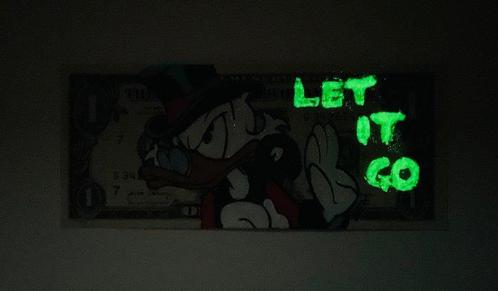 Lex (1979) - Uncle Scrooge “ let it go “ Dollar Bill -glows, Antiek en Kunst, Kunst | Schilderijen | Modern