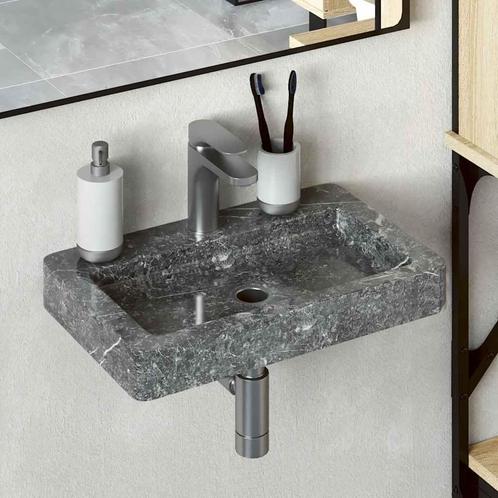 vidaXL Wastafel wandgemonteerd 38x24x6,5 cm marmer grijs, Doe-het-zelf en Bouw, Sanitair, Nieuw, Verzenden