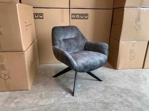 Veiling - Fauteuil Las (2 stuks) Velours - Velvet - Antracie, Huis en Inrichting, Fauteuils, Nieuw