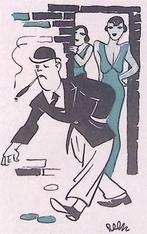 Man en twee vrouwen in zwart en blauw (lijst optie, Lithos), Verzenden