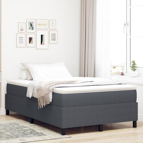vidaXL Boxspringbed Donkergrijs Klein Dubbel Corduroy Stof, Huis en Inrichting, Slaapkamer | Bedden, Nieuw, Verzenden